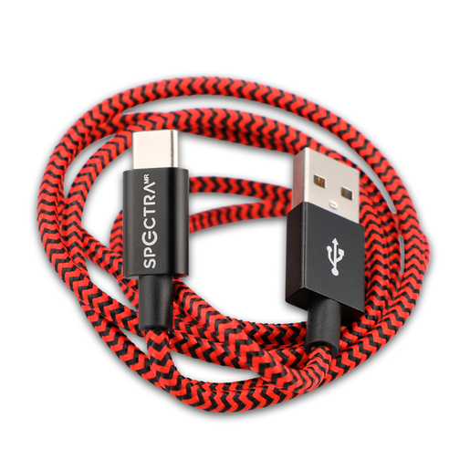 Cable USB a Tipo C Spectra 1 m Negro con rojo