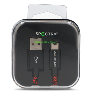 Cable USB a Tipo C Spectra 1 m Negro con rojo Cable USB a Tipo C Spectra 1 m Negro con rojo