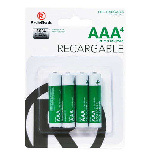 Pilas Recargables RadioShack AAA 4 piezas