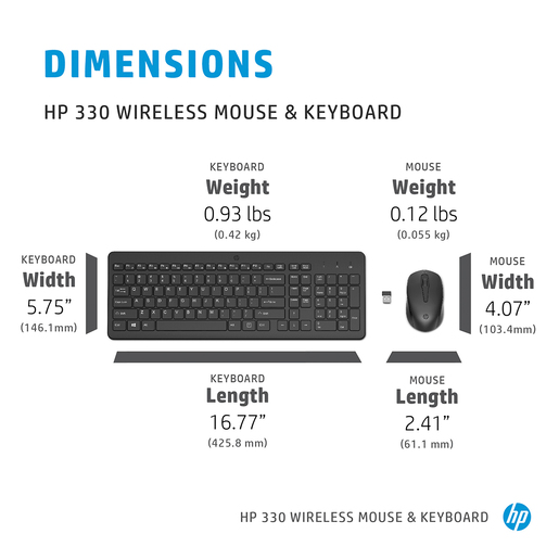 Teclado y Mouse Inalámbrico Hp 330 / USB / Estándar / Negro