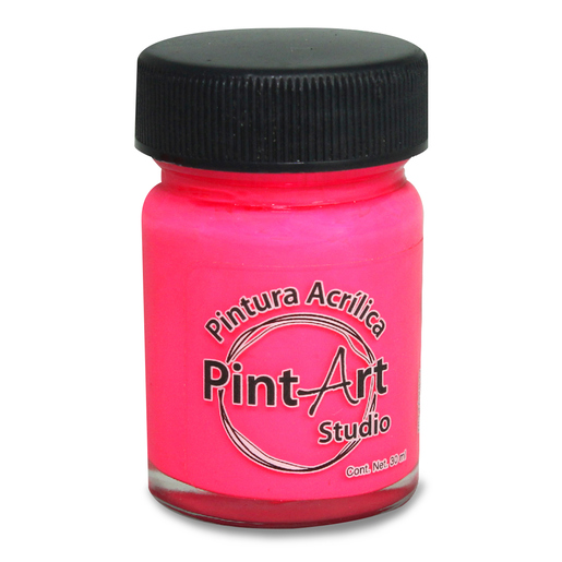 Pintura Acrílica Fluorescente PintArt Studio Vidrio No.983 / Rosa / 1 pieza / 30 ml 
