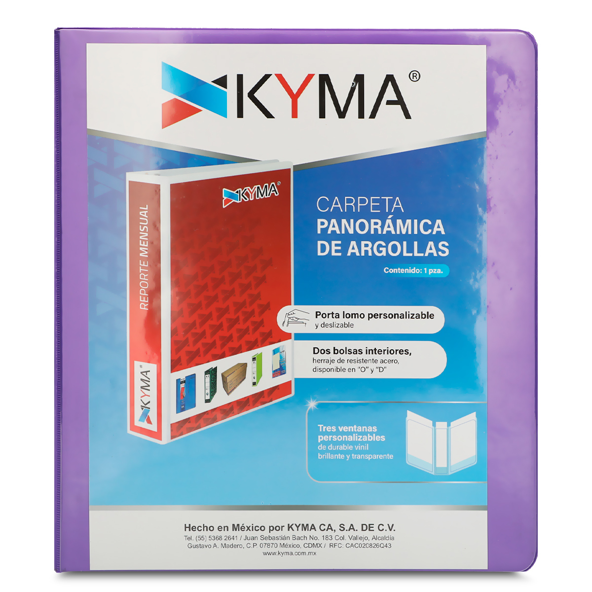 Carpeta Panorámica con Arillo en O de 1 pulg Kyma Morado Office Carpeta Panorámica con Arillo en O de 1 pulg Kyma Morado Office
