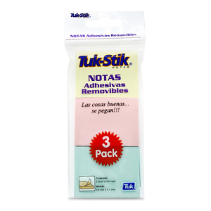 Notas Adhesivas Tuk Stik 3 blocks Colores Pastel Notas Adhesivas Tuk Stik 3 blocks Colores Pastel