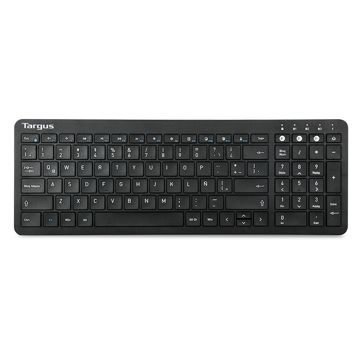 Teclado Inalámbrico Targus AKB863US Antimicrobiano / Bluetooth / Multidispositivo / Estándar / Español / Negro