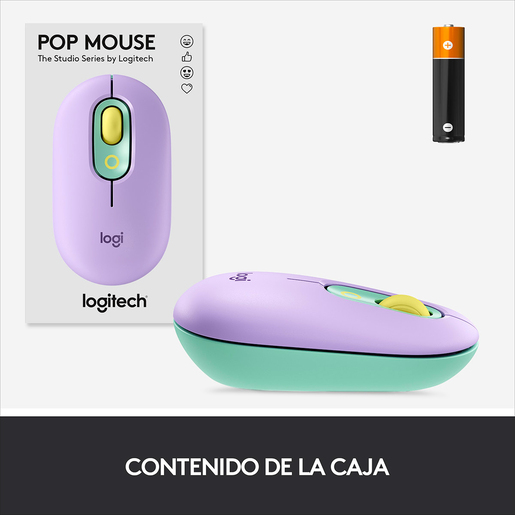 Mouse Inalámbrico Logitech POP / Bluetooth / Morado con azul / PC / Laptop / macOS / Chrome OS / iPadOS / Surface