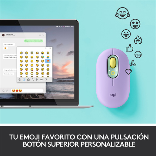 Mouse Inalámbrico Logitech POP / Bluetooth / Morado con azul / PC / Laptop / macOS / Chrome OS / iPadOS / Surface