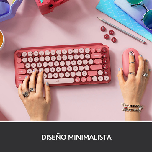 Teclado Inalámbrico Logitech POP Inglés Rosa