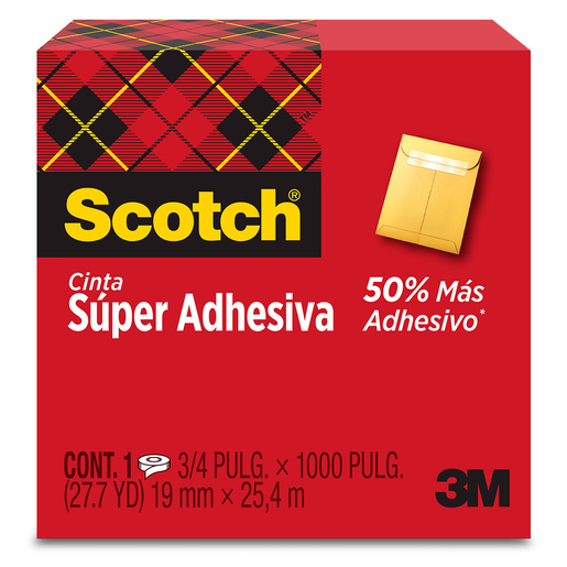 Cinta Súper Adhesiva 3M Scotch / Transparente / 19 mm x 25.4 m / 1 píeza