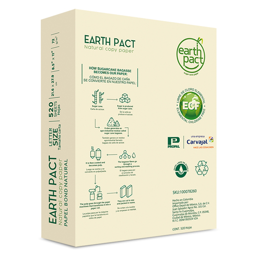 Papel Bond Ecológico Carta Earth Pack Natural / Paquete 520 hojas