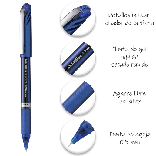 Pluma de Gel Pentel Energel Sport / 0.5 mm / Azul / 1 pieza
