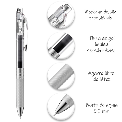 Pluma De Gel Líquido Pentel EnerGel Infree, 0,7 Mm, Pt Medio, Juego De