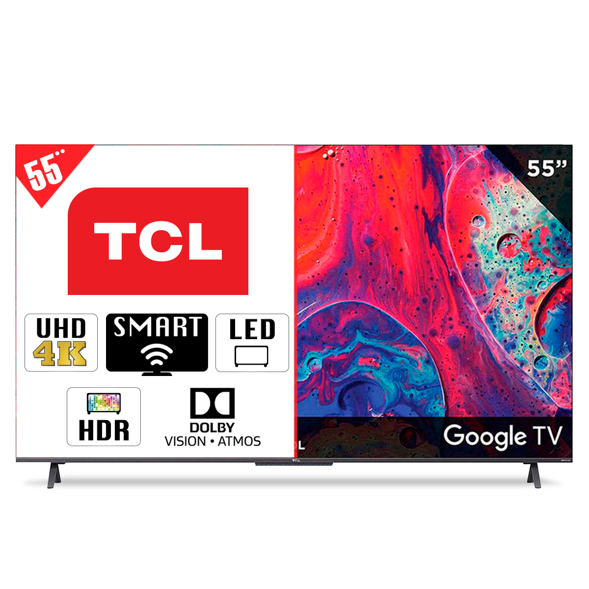 Pantalla TV TCL 55Q647 / 4K Ultra HD / 55 Pulg. / Smart TV / QLed / Bluetooth / Dolby Atmos / HDMI / USB 
