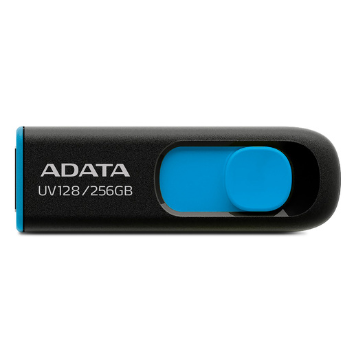 Memoria USB ADATA UV128  256gb Negro con Azul | Office Depot Mexico