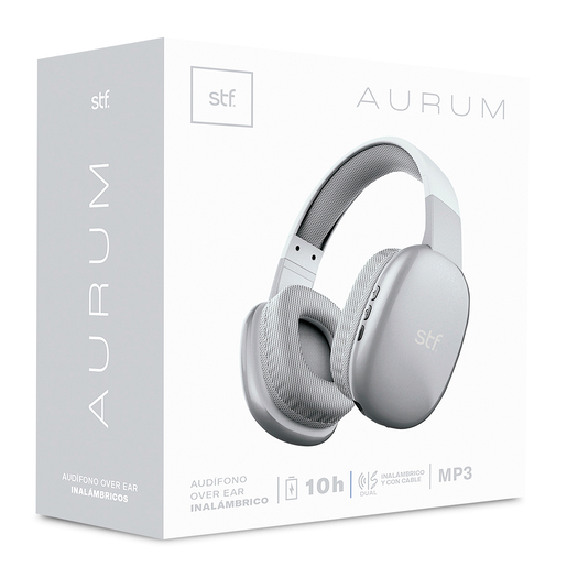 Audífonos de Diadema Bluetooth STF Aurum On ear Inalámbricos Entrada 3.5 mm Gris