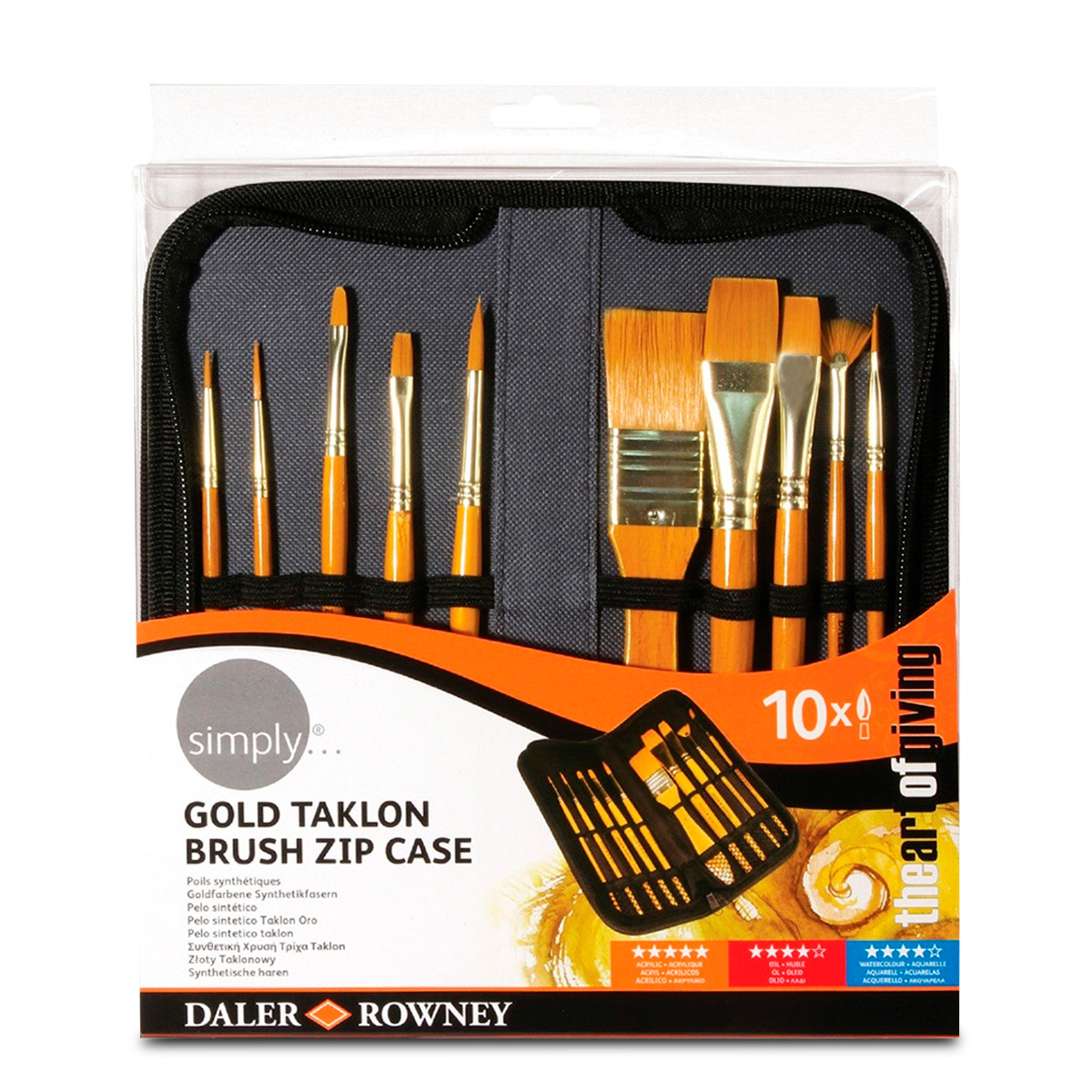 Estuche de Pinceles Daler Rowney Golden Taklon 10 piezas
