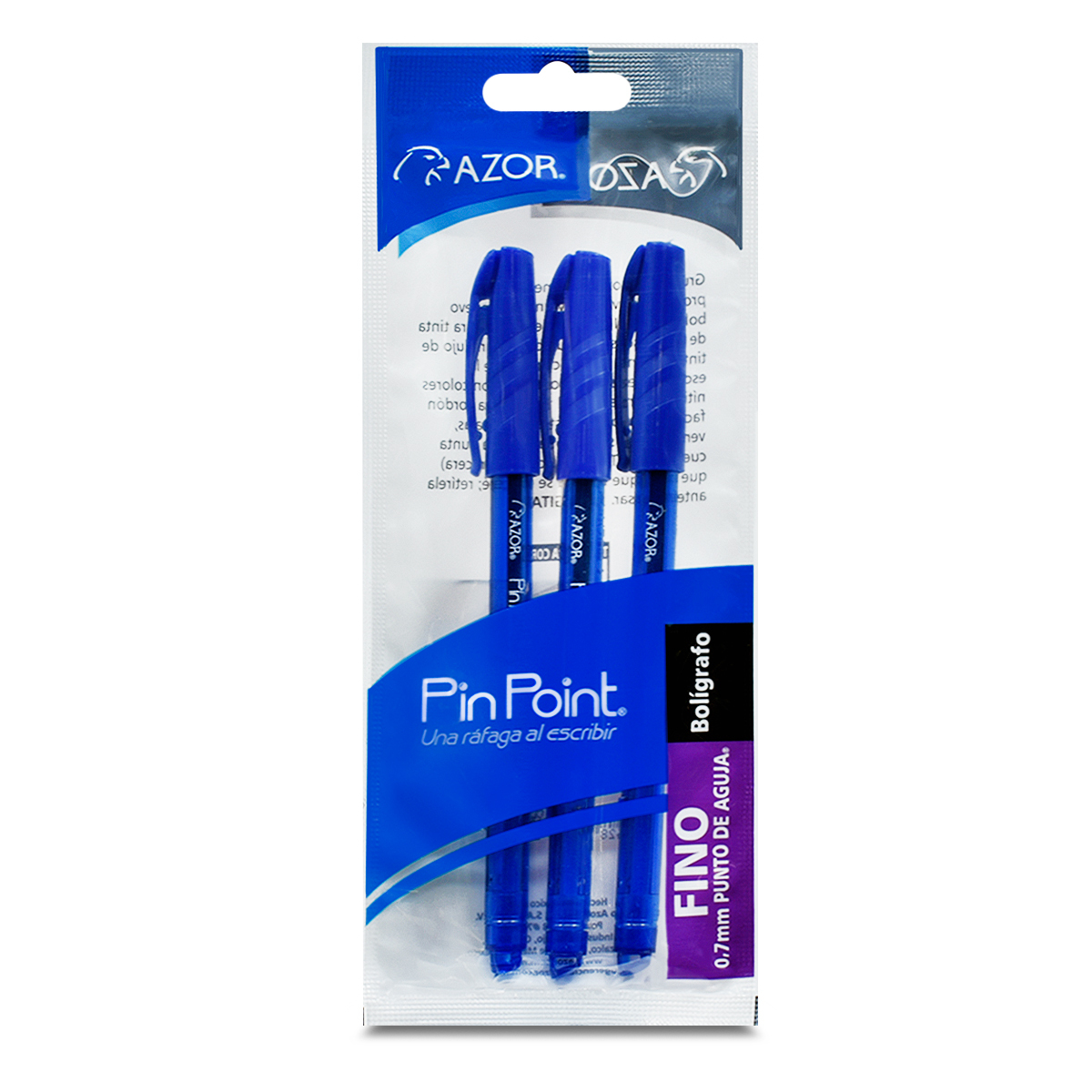Plumas Azor Pin Point Azul 3 piezas | Office Depot Mexico
