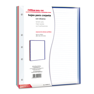 Hojas para Carpeta Carta Office Depot Raya 100 hojas Hojas para Carpeta Carta Office Depot Raya 100 hojas