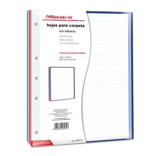 Hojas para Carpeta Carta Office Depot Raya 100 hojas