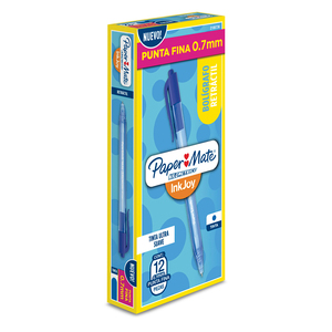 Plumas Retráctiles Paper Mate Kilométrico InkJoy / Punta fina / Azul / 12 piezas Plumas Retráctiles Paper Mate Kilométrico InkJoy / Punta fina / Azul / 12 piezas