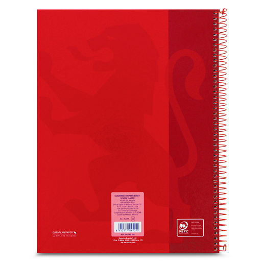Cuaderno Profesional European Raya Rojo 80 hojas