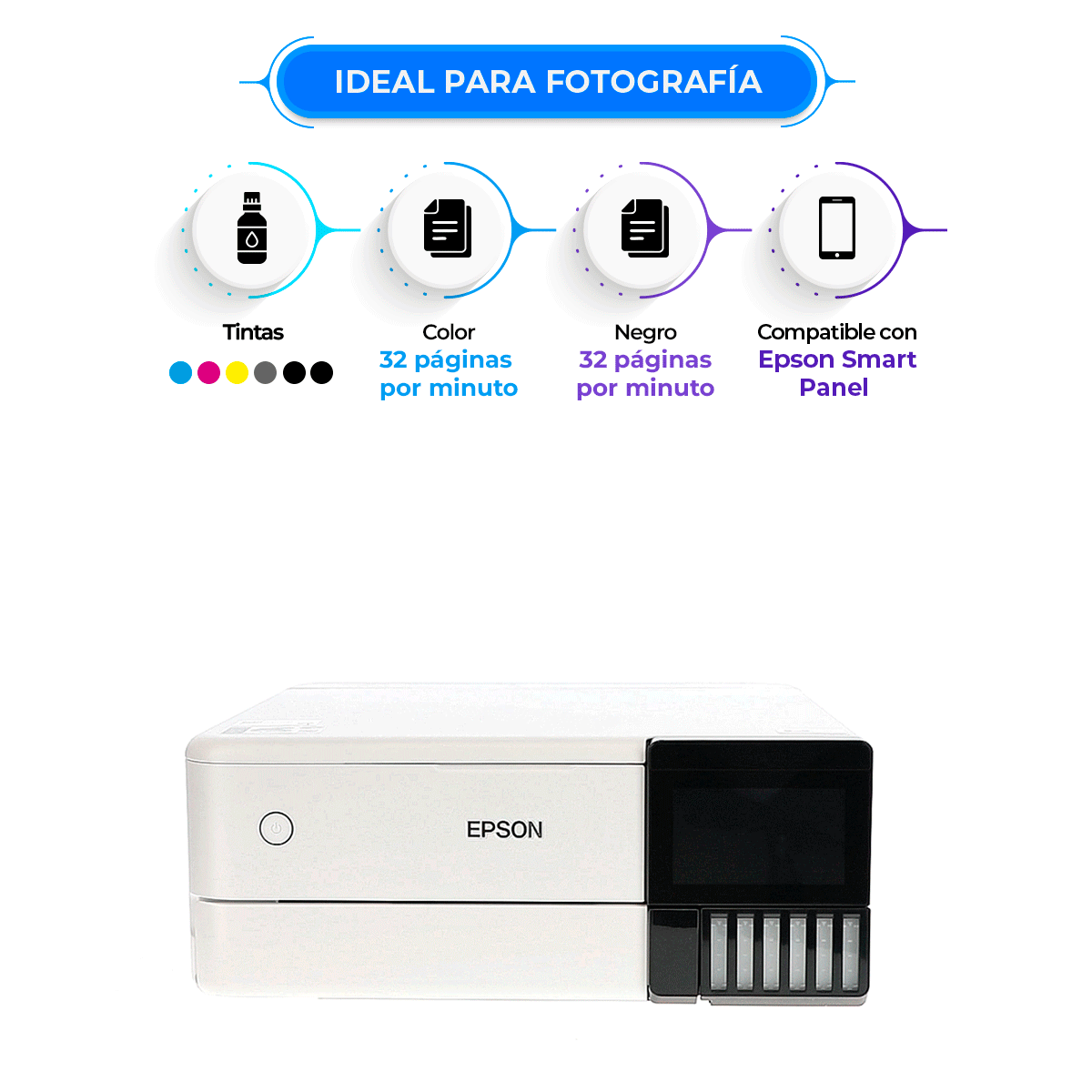 Impresora Multifuncional Inyección de Tinta Epson EcoTank Fotográfica L8160 Color Wi-Fi