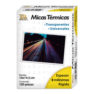 Micas Térmicas Transparentes Boflex / 10 x 14.5 cm / 8 mil / 100 piezas