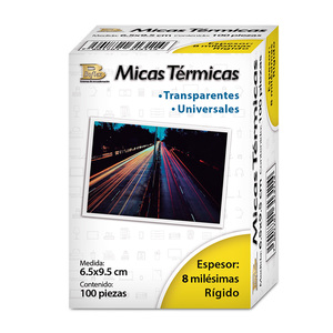 Micas Térmicas Transparentes Boflex / 6.5 x 9.5 cm / 8 mil / 100 piezas Micas Térmicas Transparentes Boflex / 6.5 x 9.5 cm / 8 mil / 100 piezas