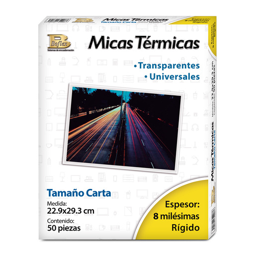 Micas Térmicas Transparentes Boflex / Carta / 8 mil / 50 piezas