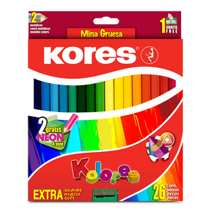 Lápices de Colores Triangulares Kores / 4 mm / 26 piezas 