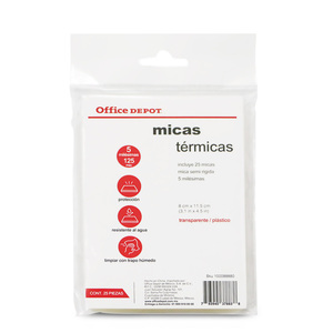 Micas Térmicas Transparentes Office Depot / 8 x 11.5 cm / 5 mil / 25 piezas