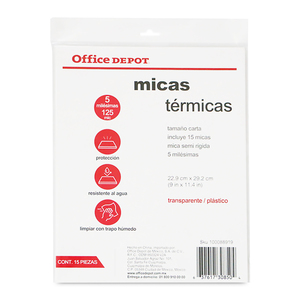 Micas Térmicas Transparentes Office Depot / Carta / 5 mil / 15 piezas