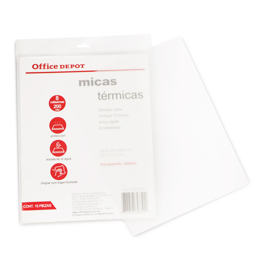 Micas Térmicas Transparentes Office Depot / Carta / 8 mil / 15 piezas