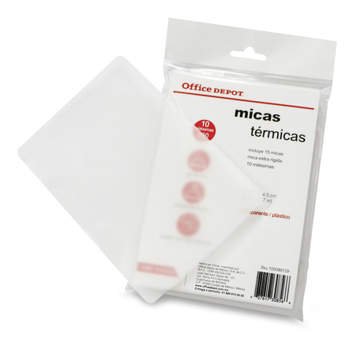 Micas Térmicas Transparentes Office Depot / 10 x 14.5 cm / 10 mil / 15 piezas