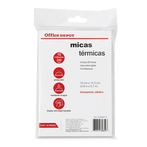 Micas Térmicas Transparentes Office Depot / 10 x 14.5 cm / 10 mil / 25 piezas