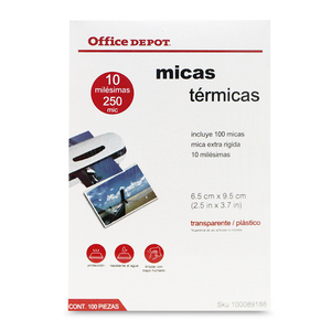Micas Térmicas Transparentes Office Depot / 6.5 x 9.5 cm / 10 mil / 100 piezas