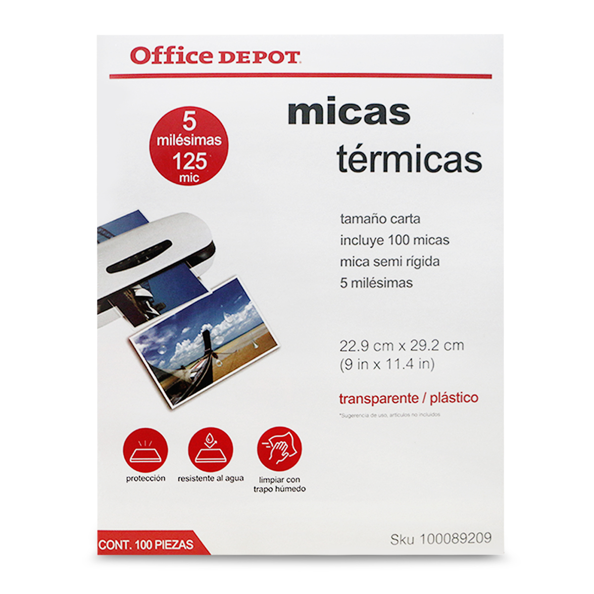 Micas Térmicas Transparentes Office Depot Carta 5 mil 100 piezas Micas Térmicas Transparentes Office Depot Carta 5 mil 100 piezas