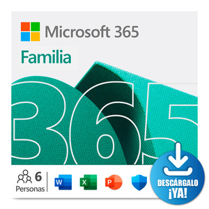 Microsoft Office 365 Familia / Licencia 1 año / 6 usuarios / PC / Laptop / Mac / Dispositivos móviles 