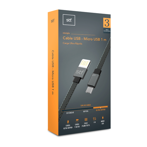 Cable USB a Micro USB STF A02831 / 1 metro / Negro 