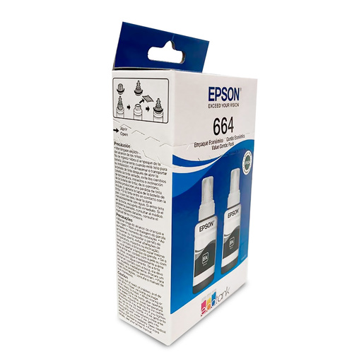 Botellas de Tinta Epson T664 / T664120-2P / Negro / 4500 páginas / 2 piezas 