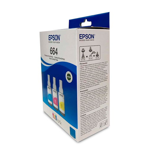 Botella de Tinta Epson T664 / T664520-3P / Colores surtidos / 7500 páginas / 3 piezas 