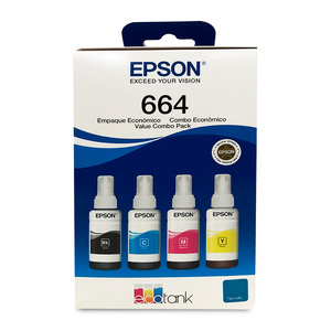 Botellas de Tinta Epson T664 / T664520-4P / Colores surtidos / 4500 páginas / EcoTank / 4 piezas Botellas de Tinta Epson T664 / T664520-4P / Colores surtidos / 4500 páginas / EcoTank / 4 piezas