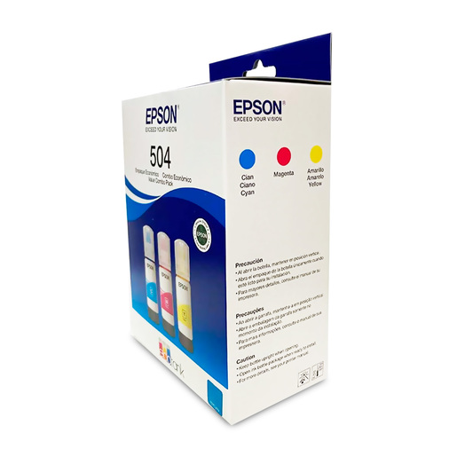 Botellas de Tinta Epson T504 / T504520-3P / Colores surtidos / 6000 páginas / EcoTank / 3 piezas 