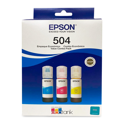 Botellas de Tinta Epson T504 / T504520-3P / Colores surtidos / 6000 páginas / EcoTank / 3 piezas 