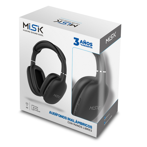 Audífonos de Diadema Bluetooth Misik MH624N / On ear / Inalámbrico / Entrada 3.5 mm / Negro