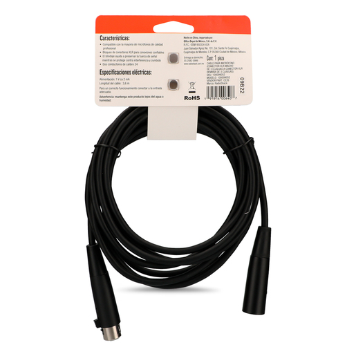 Cable para Micrófono XLR Macho a XLR Hembra RadioShack 3.6 m