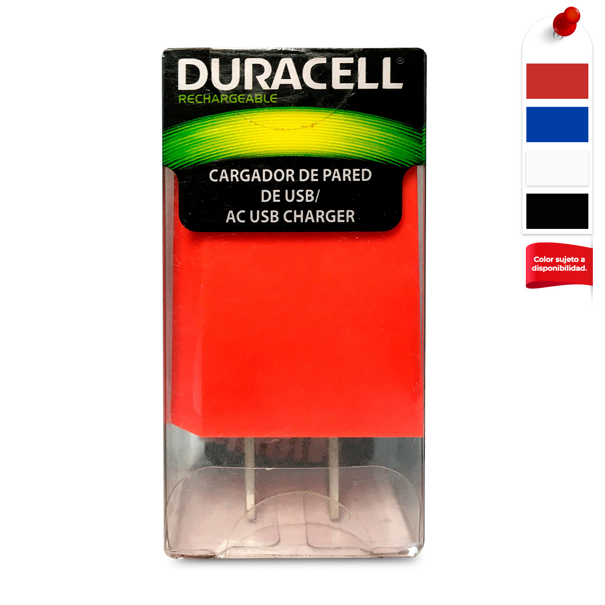 Cargador de Pared para Celular Duracell MP9962 / USB / Colores surtidos 