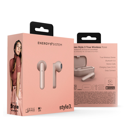 Audífonos Bluetooth Inalámbricos Energy Sistem Style 3 / In ear / True Wireless / Rosa oro 
