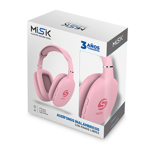 Audífonos de Diadema Inalámbricos Misik MH624M Rosa