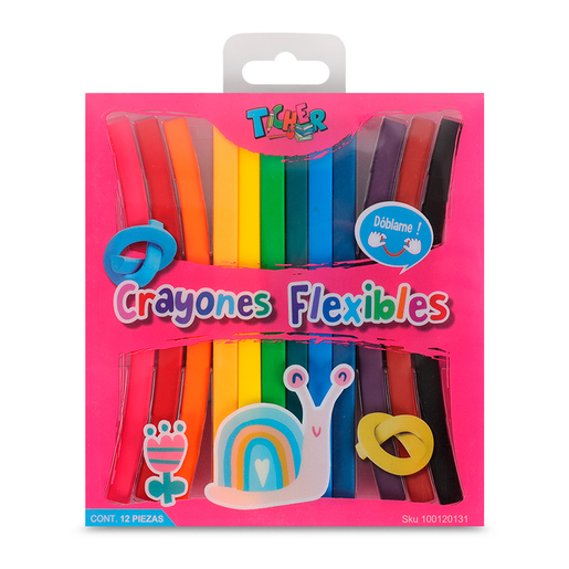 Crayones Flexibles Ticher Colores 12 piezas