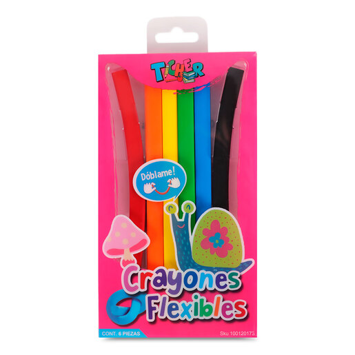 Crayones Flexibles Ticher Colores Brillantes 6 piezas